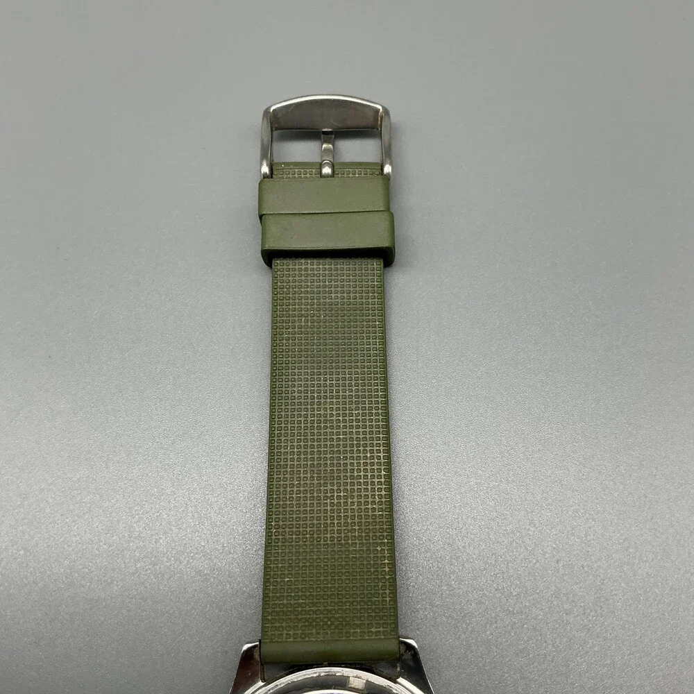 Ecclissi Women Watch 35mm Green Dial Silicone Day Date Stainless New Battery